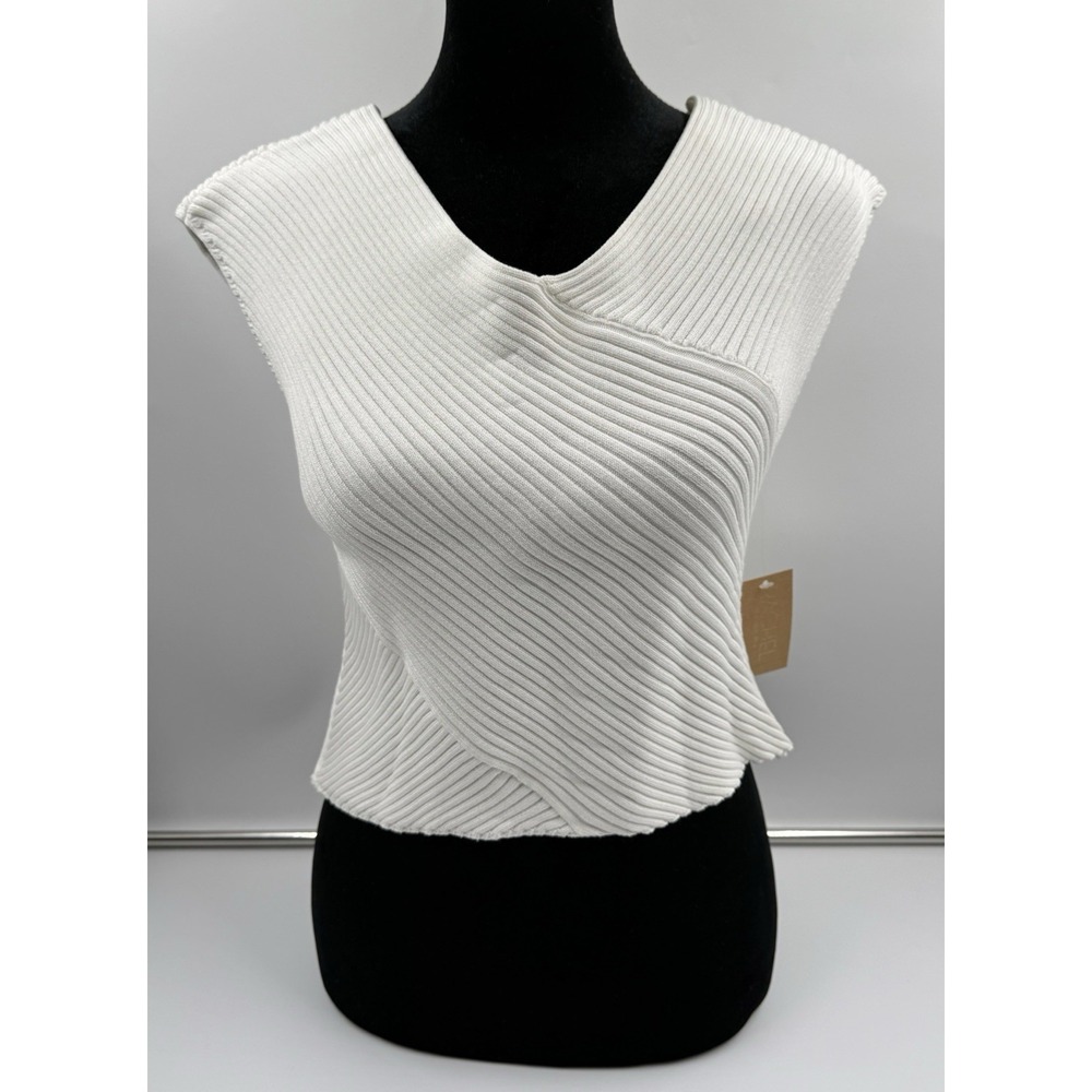 Rachel Roy Women's Cropped Shirt Ribbed Knit Size M